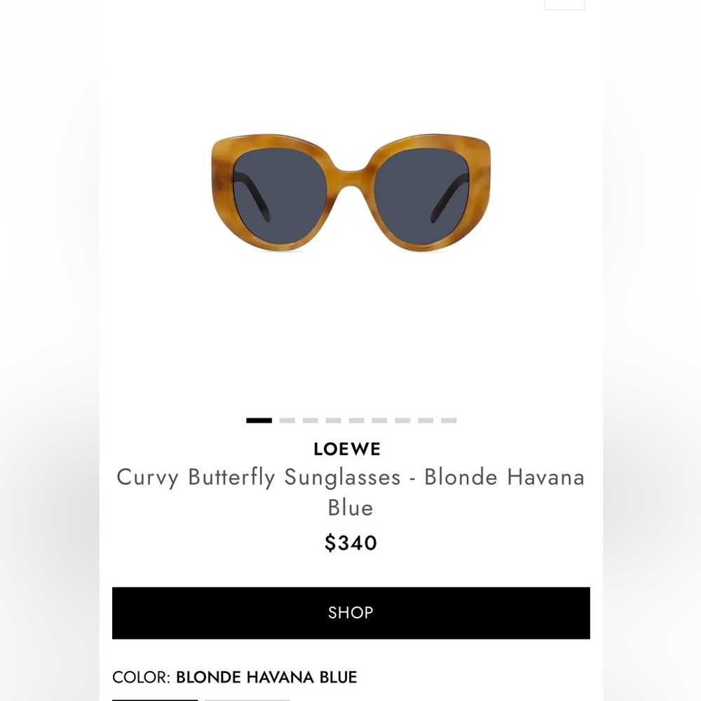 Loewe Curvy Butterfly Sunglasses - color blonde Havana new with case/lens cloth - Picture 7 of 8